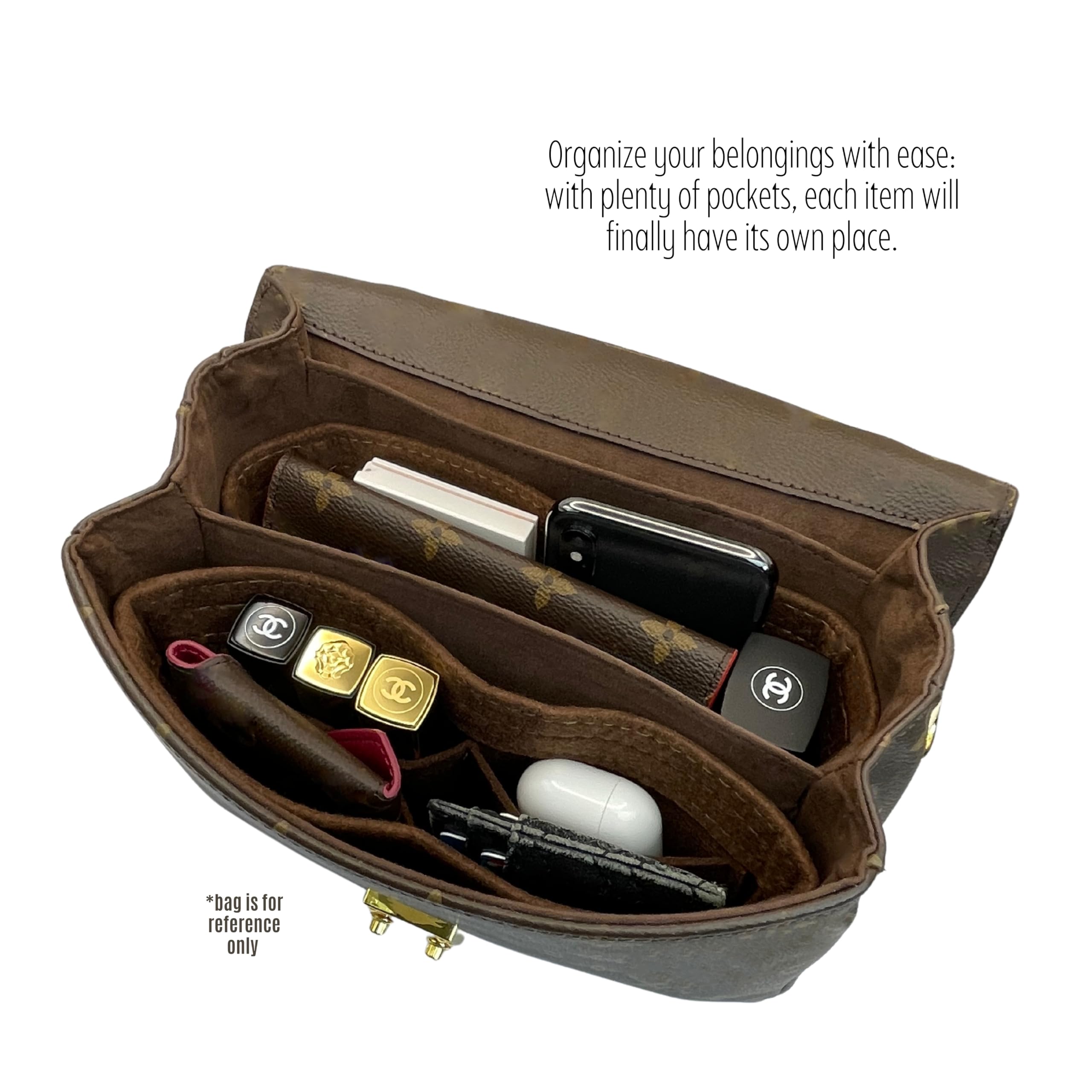 LV Pochette Metis East West Bag Organizer Insert - Handmade Premium 2mm Wool Felt Snug Fit Organizer for Louis Vuitton Pochette Metis East-West Bag (Black) | Perfect for Travel, Work & Daily Use