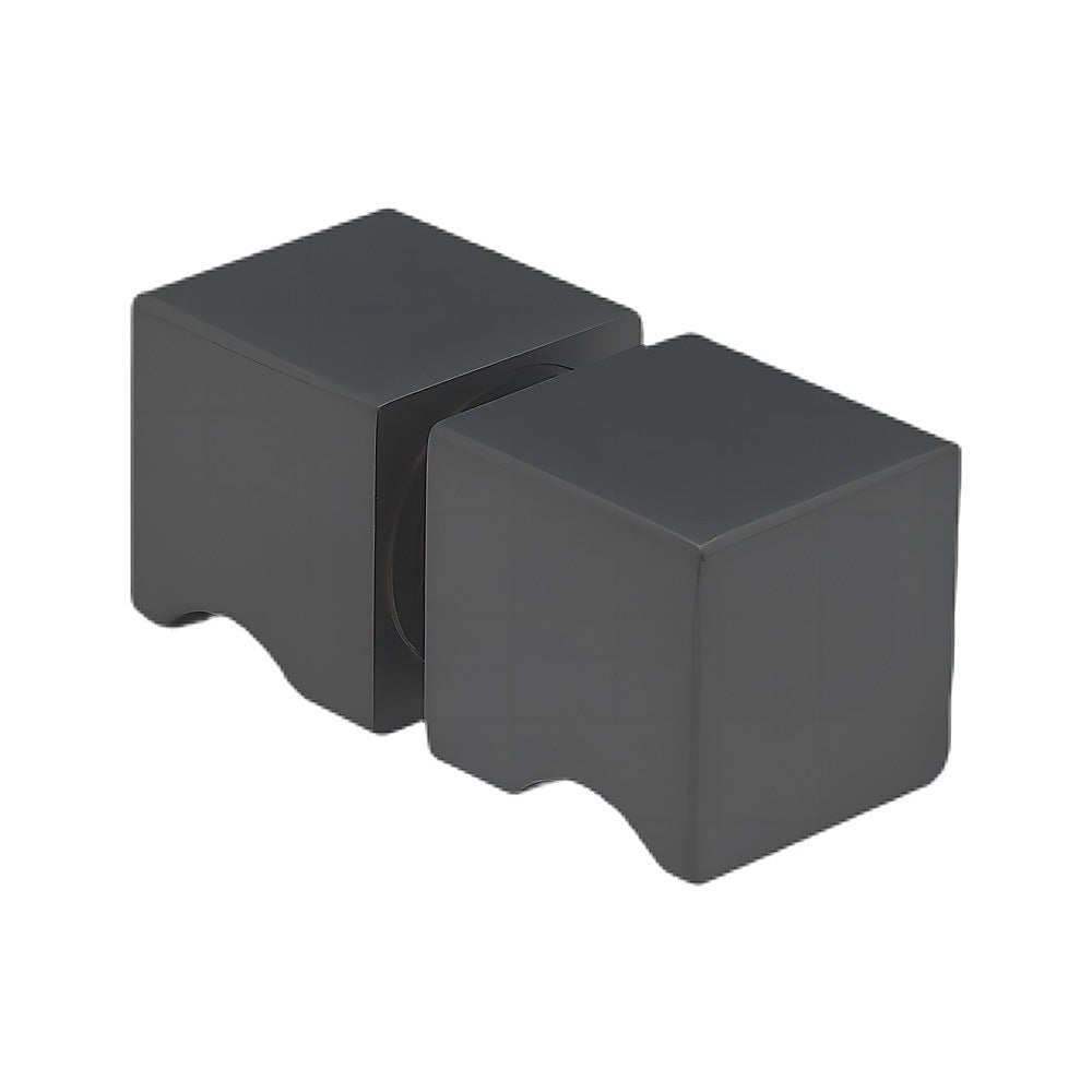 100x80cm Frameless Corner Shower Screen with Black Brackets & Brass Hinges - Square Knob Handle - Modern Bathroom Glass Enclosure for Walk-in Showers & Wet Rooms
