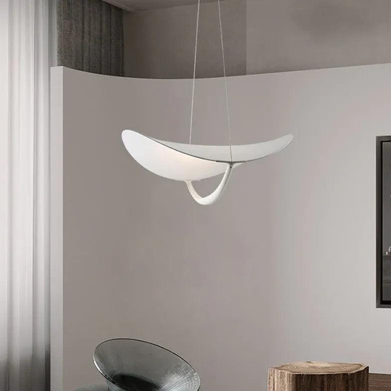 Modern Curved Blades White Pendant Light for Bedroom - Elegant Ceiling Lighting Fixture for Bedroom, Living Room, Dining Room & Home Decor