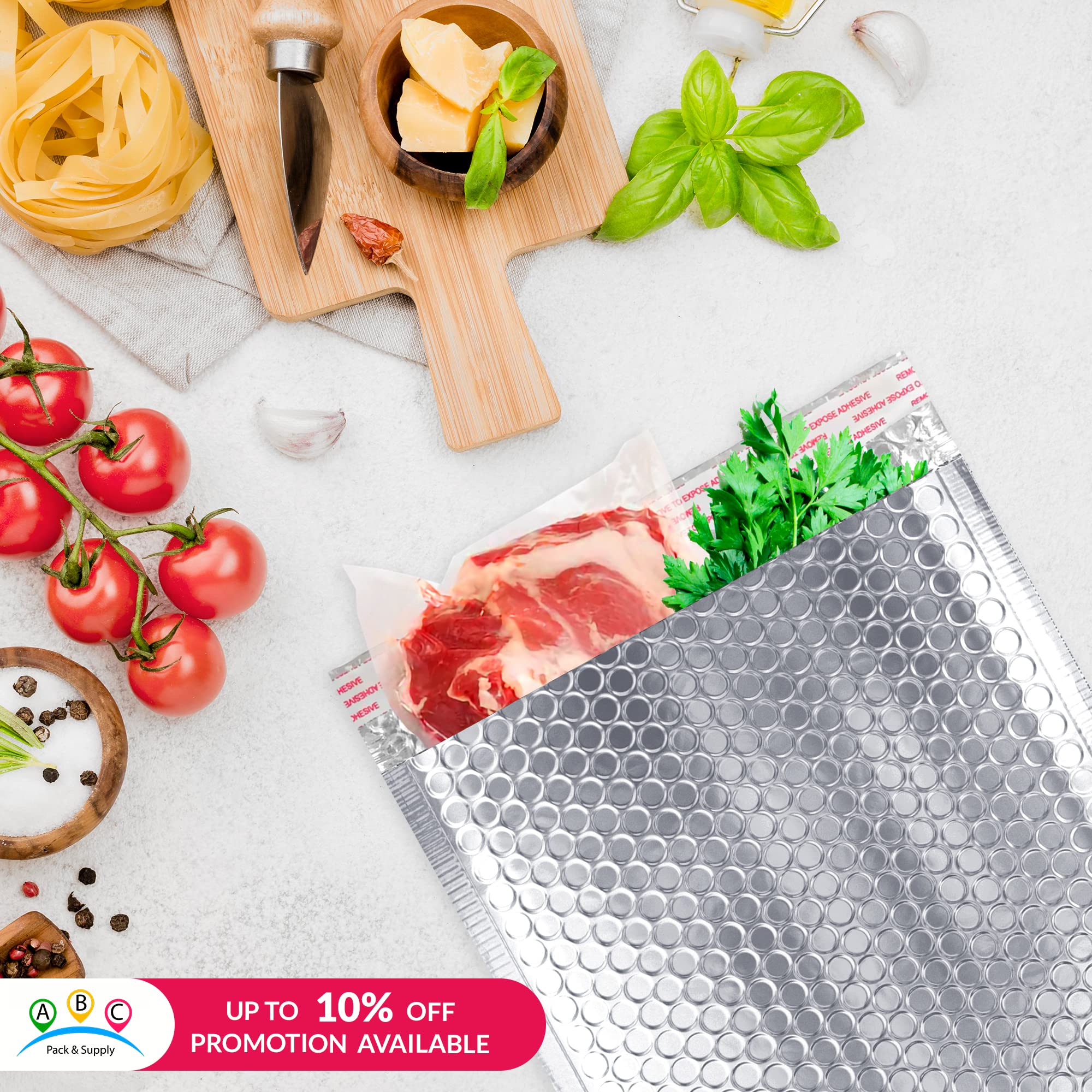 ABC Thermal Bubble Mailers 6x6 Inches (Pack of 100) - Metallic Insulated Shipping Envelopes for Cold Storage & Waterproof Protection | Perfect for Perishable Food, Pharmaceuticals & Temperature-Sensitive Items Shipping