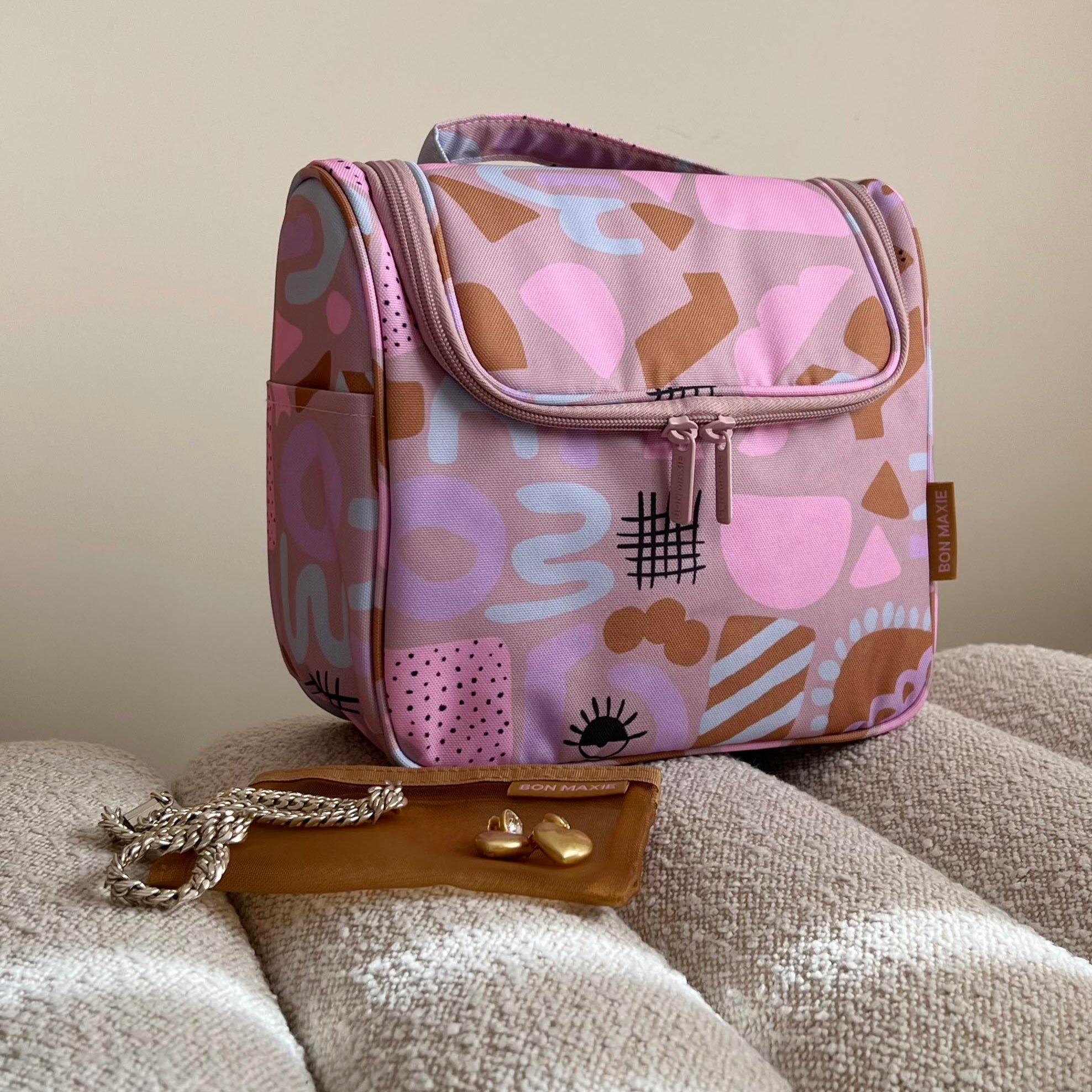 Bon Voyage Travel Toiletry Bag - Waterproof Cosmetic Organizer for Women | Perfect for Vacation, Gym & Business Trips | Dusty Rose Color