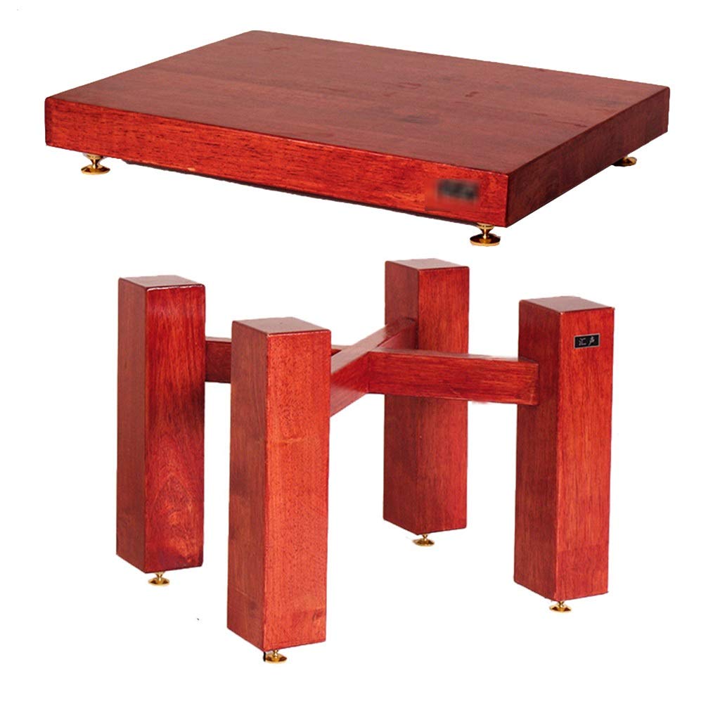 Premium Wooden Speaker Stands for Floor Theater & HiFi Audio - Surround Sound Monitor Shelf (35 x 45 x 28cm, Red) - Perfect for Home Theater, Studio & Music Listening Rooms