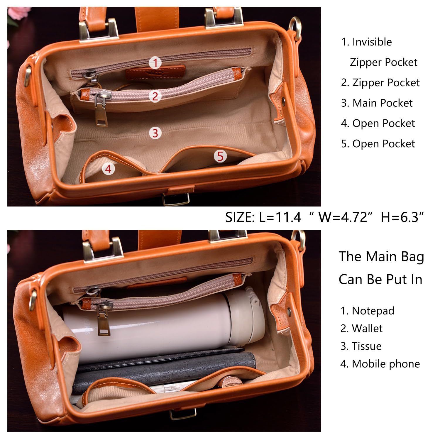 Genuine Leather Women's Shoulder Bag - Retro Doctor Style Handmade Cowhide Buckle Purse for Work, Travel & Everyday Use