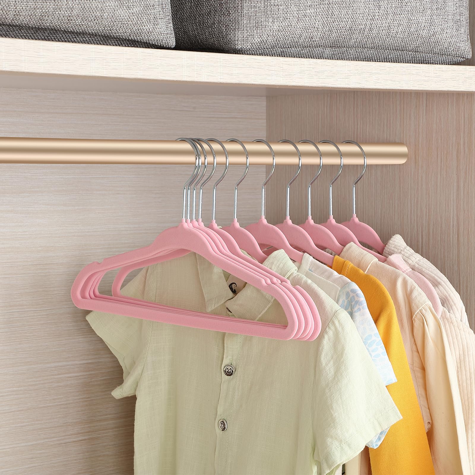 11 Inch Baby Hangers - 16 Pack Velvet Non-Slip Toddler Clothes Hangers for Closet, Nursery & Travel (Pink) - Perfect for Organizing Infant Wardrobes