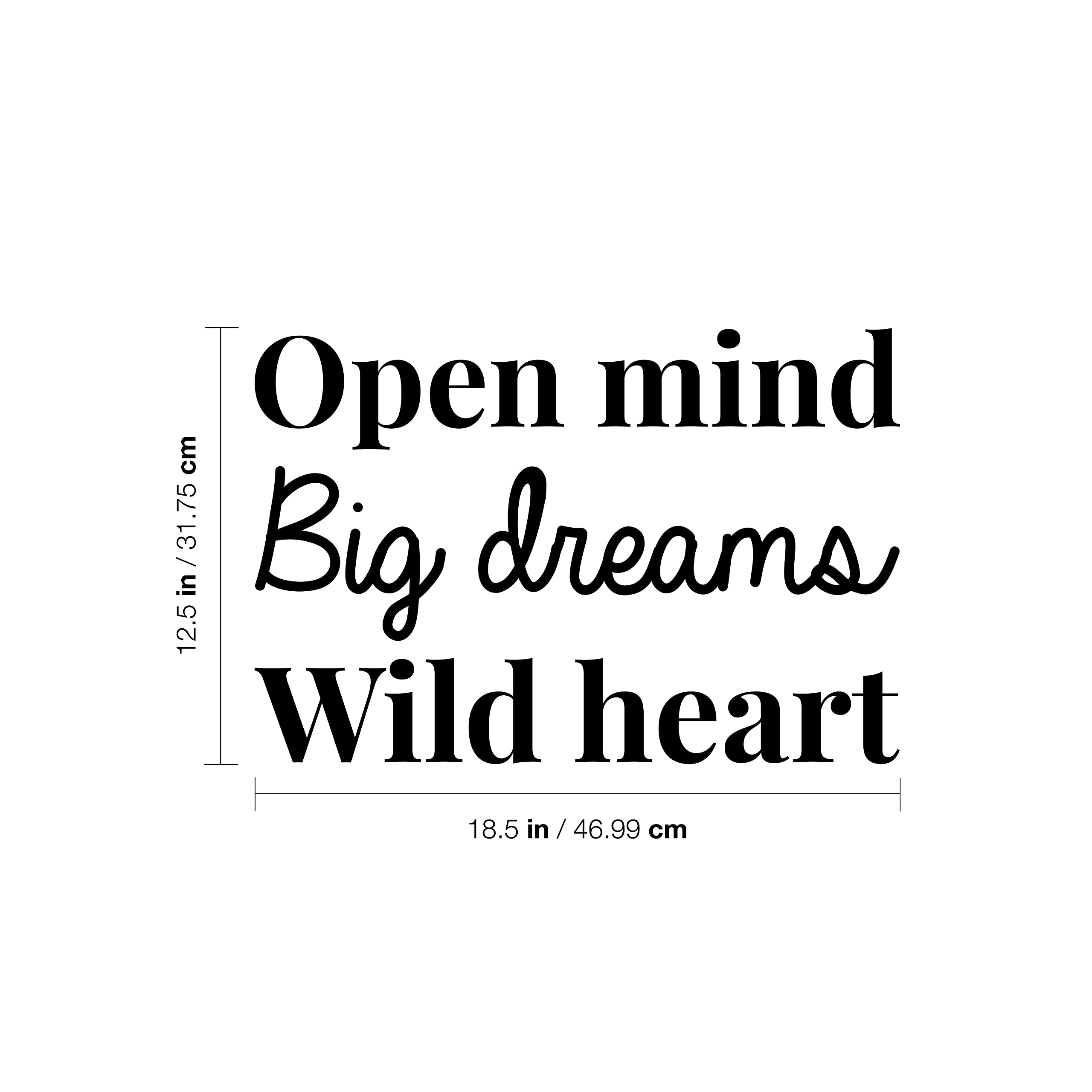 Vinyl Wall Art Decal - Open Mind Big Dreams Wild Heart - 12.5