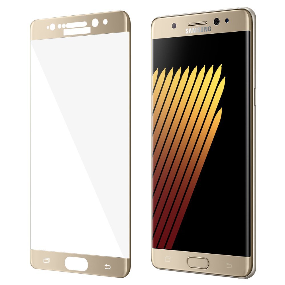 Premium AMZER Ultra HD Clear Edge-to-Edge Tempered Glass Screen Protector for Samsung Galaxy Note7 N930 - Gold | Full Coverage Curved Protection | Anti-Scratch & Bubble-Free | Perfect for Work, Travel & Daily Use