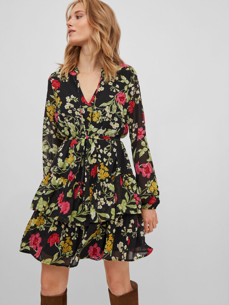 Leslie Short Dress - Black Floral Print Sleeveless Mini Dress for Women | Perfect for Summer, Parties, and Casual Outings