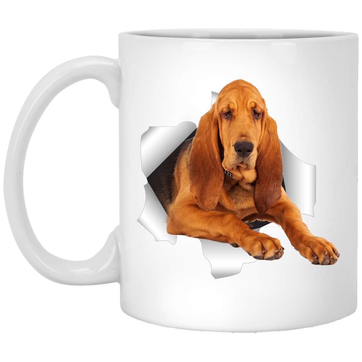 Funny Bloodhound Red Black Coffee Mug - 11oz White Ceramic Cup for Dog Lovers, Perfect Gift for Dog Moms & Dads - Christmas 2024 Gifts, Birthday Present, Office & Home Use
