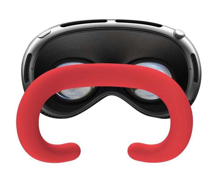 Apple Vision Pro Silicone Eye Mask - Sweat Proof & Light Leakage Proof VR Face Pad Cover, Replaceable Accessories (Red) - Perfect for Gaming, VR Workouts & Extended VR Sessions