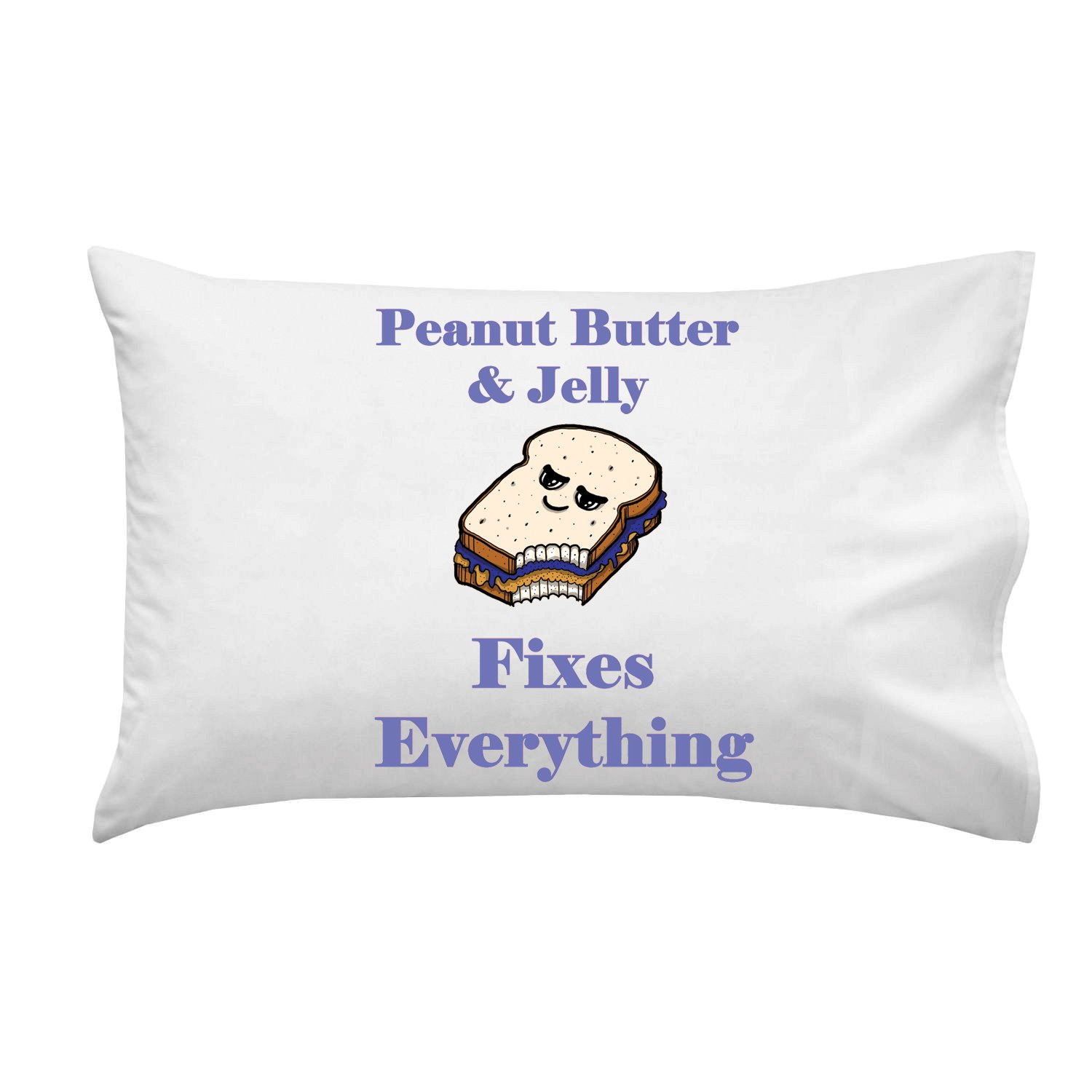 Shark Peanut Butter & Jelly Fixes Everything Funny Food Cartoon Hat - Single Pillowcase for Home Decor, Gifts & Kids Room