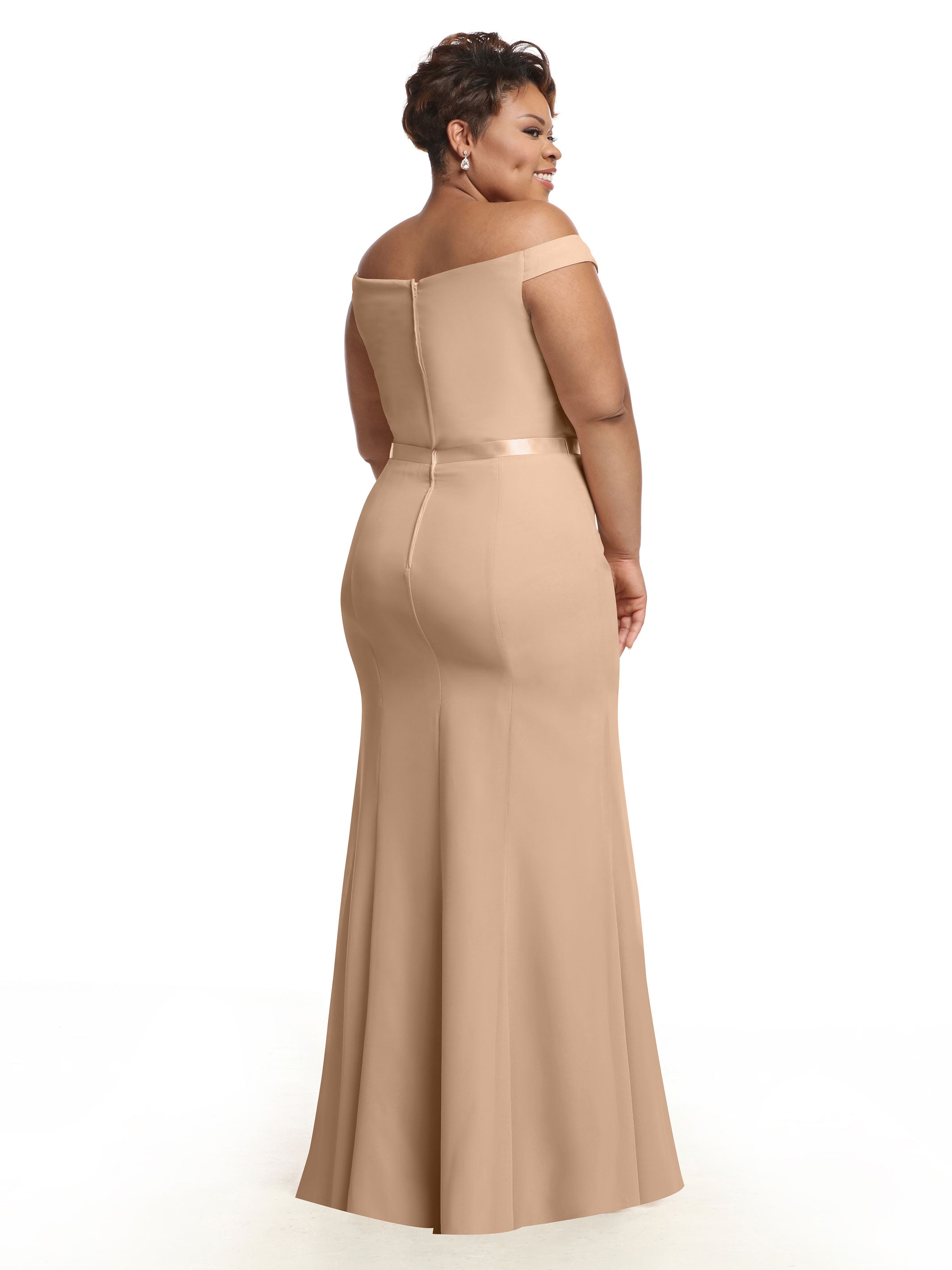 Elegant Off-The-Shoulder Chiffon Bridesmaid Dress with Ribbon Belt - A-Line Fit & Flare Design for Weddings, Parties & Special Occasions