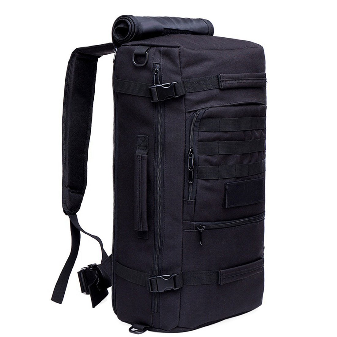 50L 3-in-1 Military Tactical Backpack - Waterproof Camping Hiking Rucksack with Shoulder Strap & Handles - Durable Outdoor Gear for Adventure Travel, Survival Training & Daily Commute (Black)