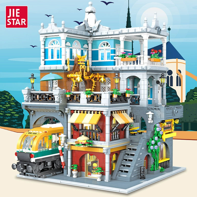 JIESTAR 89128 Burger Shop Building Blocks Set - 3289 PCS Creative DIY Fast Food Restaurant Model Kit for Kids & Adults, Perfect for Birthday Gifts & Home Decoration | Build Your Own Mini Burger Shop