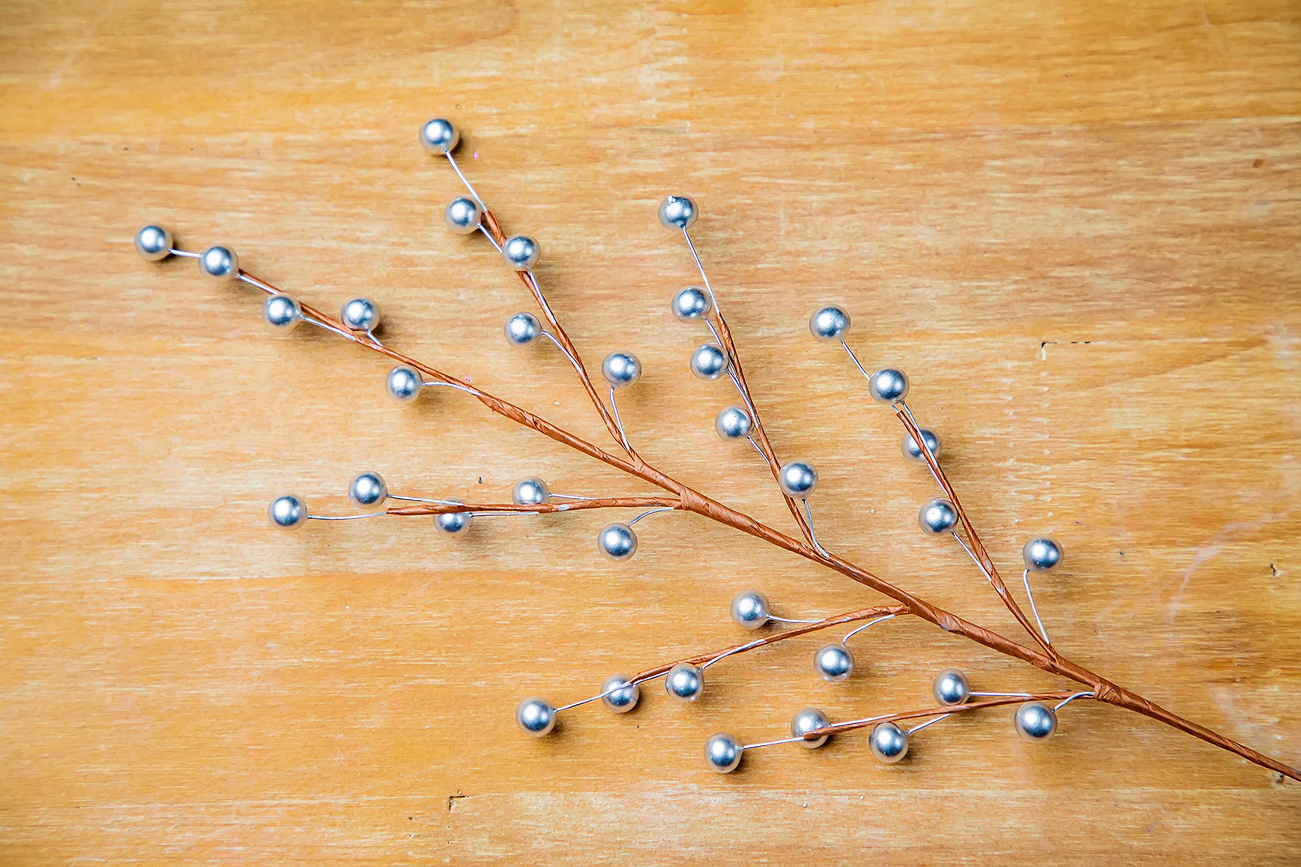 Artificial Berry Sprays Combo with Decorative Vase - 12 Handmade Berry Stems & Maven Vase Set for Home, Wedding, Christmas & Indoor Decor (Silver) | Perfect for Centerpieces, Table Arrangements & Seasonal Displays