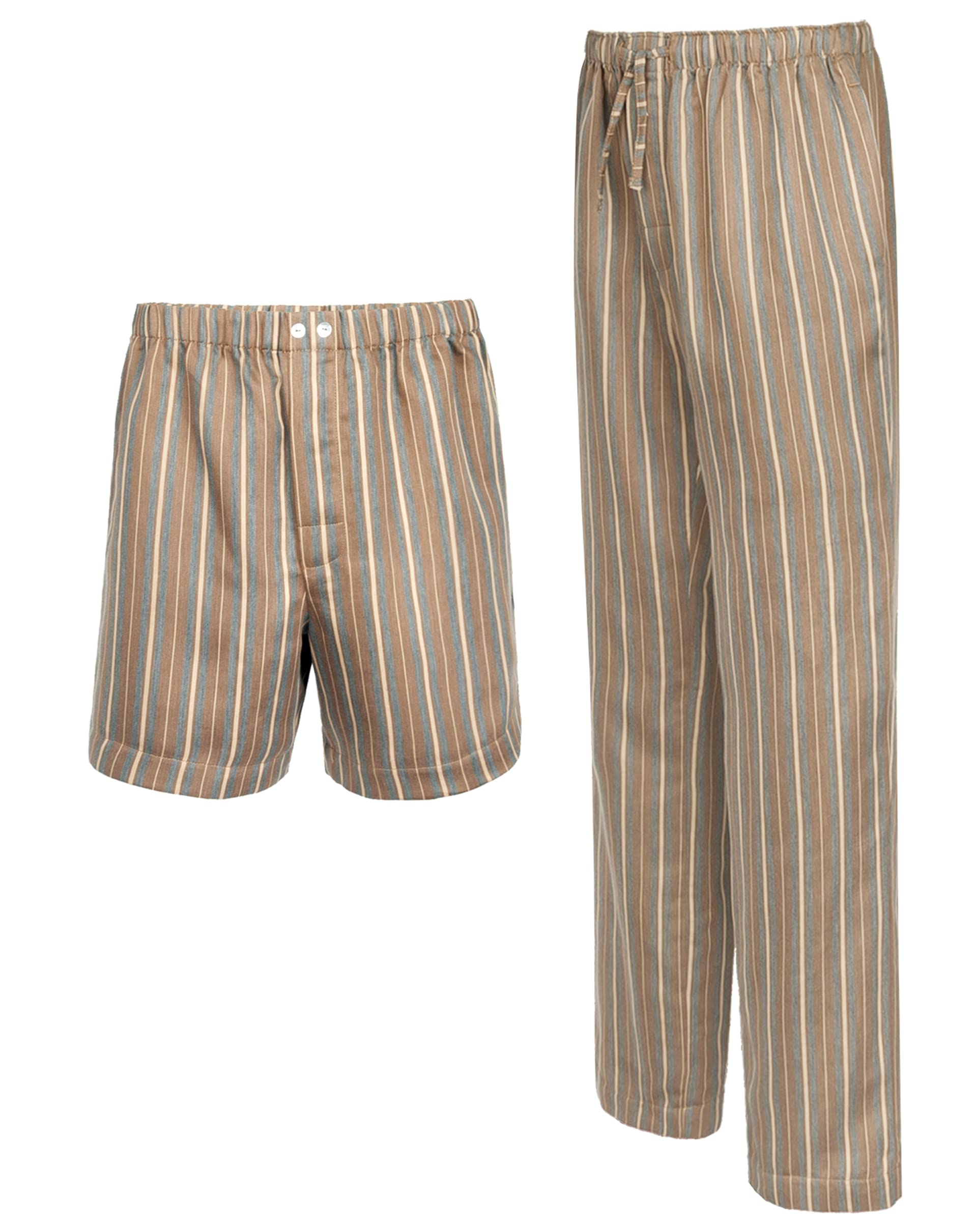 Premium Men's Woven Striped Sleep & Lounge Pajama Pants with Side Pockets + Matching Boxer Shorts - European Crafted Comfort for Nightwear & Home Relaxation