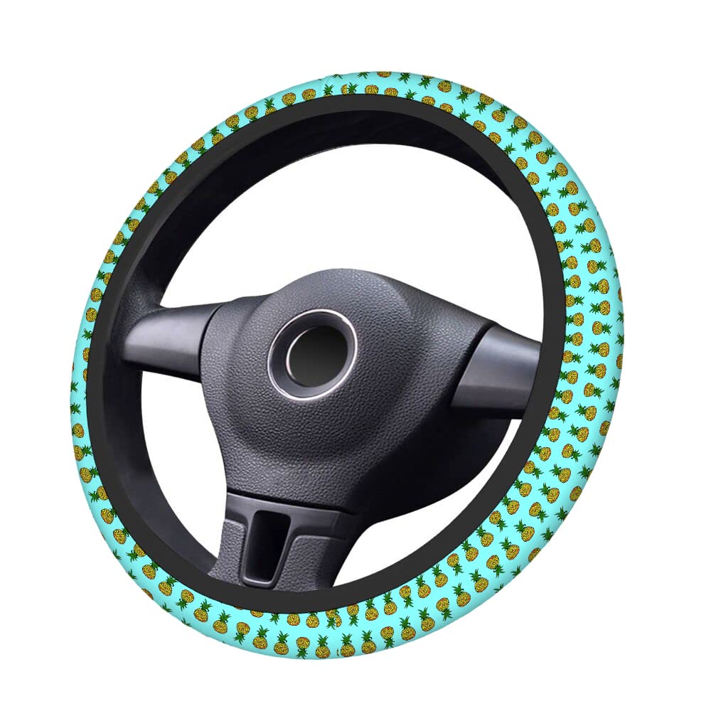 Swono Pineapple Blue Cartoon Steering Wheel Cover - Soft Anti-Slip for Women & Girls | Perfect for Sedan, Van, SUV