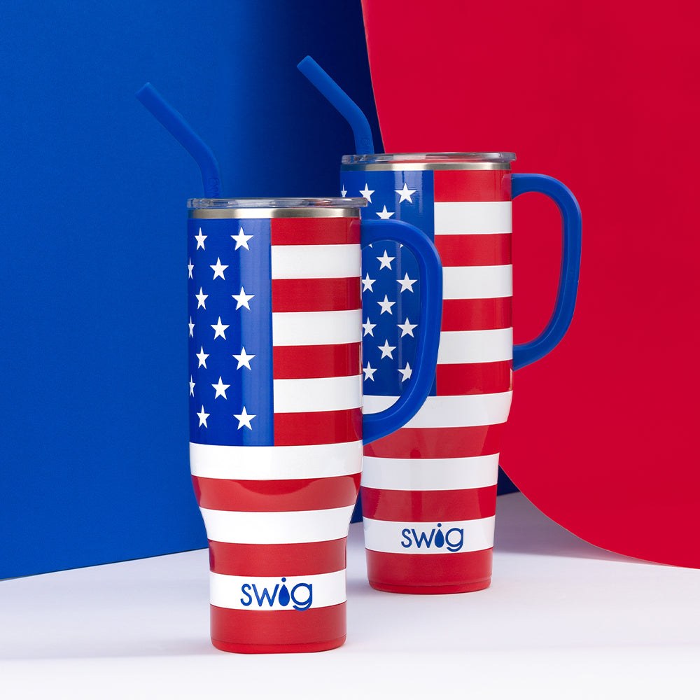 All American Mega Mug 30oz - Large Insulated Stainless Steel Tumbler with Lid & Straw - Perfect for Coffee, Tea, Cold Drinks - Ideal for Home, Office, Travel & Outdoor Adventures