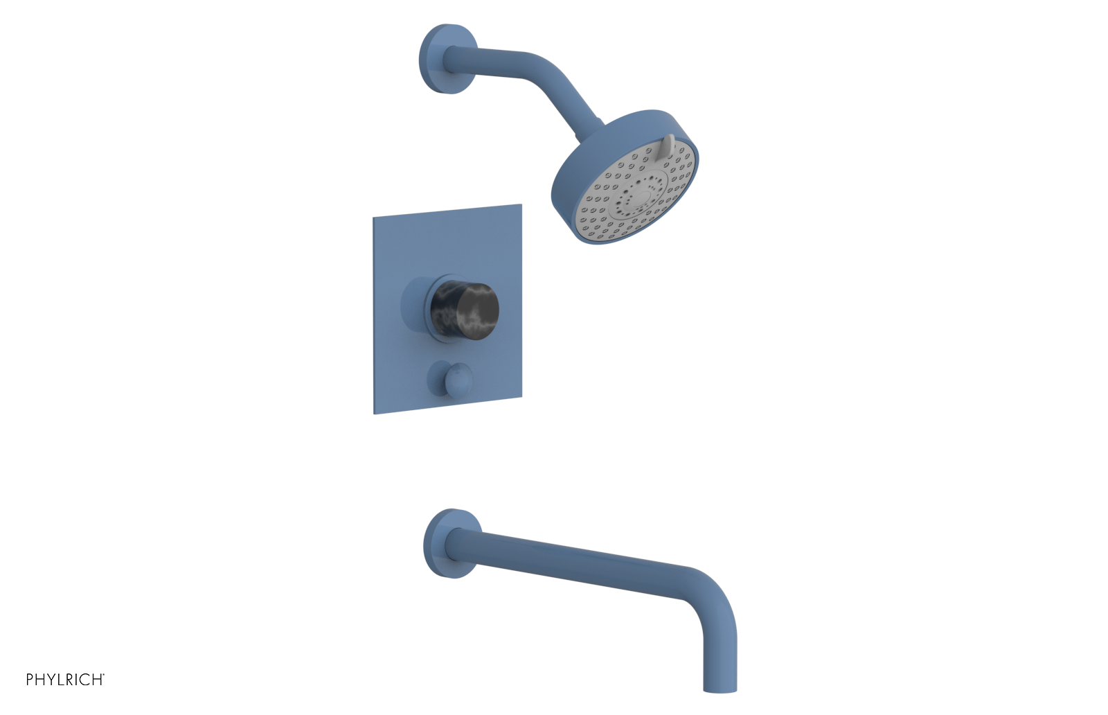 BASIC II 12 Pressure Balance Tub and Shower Set - Black Marble Finish (230S 28 12) | Perfect for Modern Bathroom Renovations & Spa-Like Showers