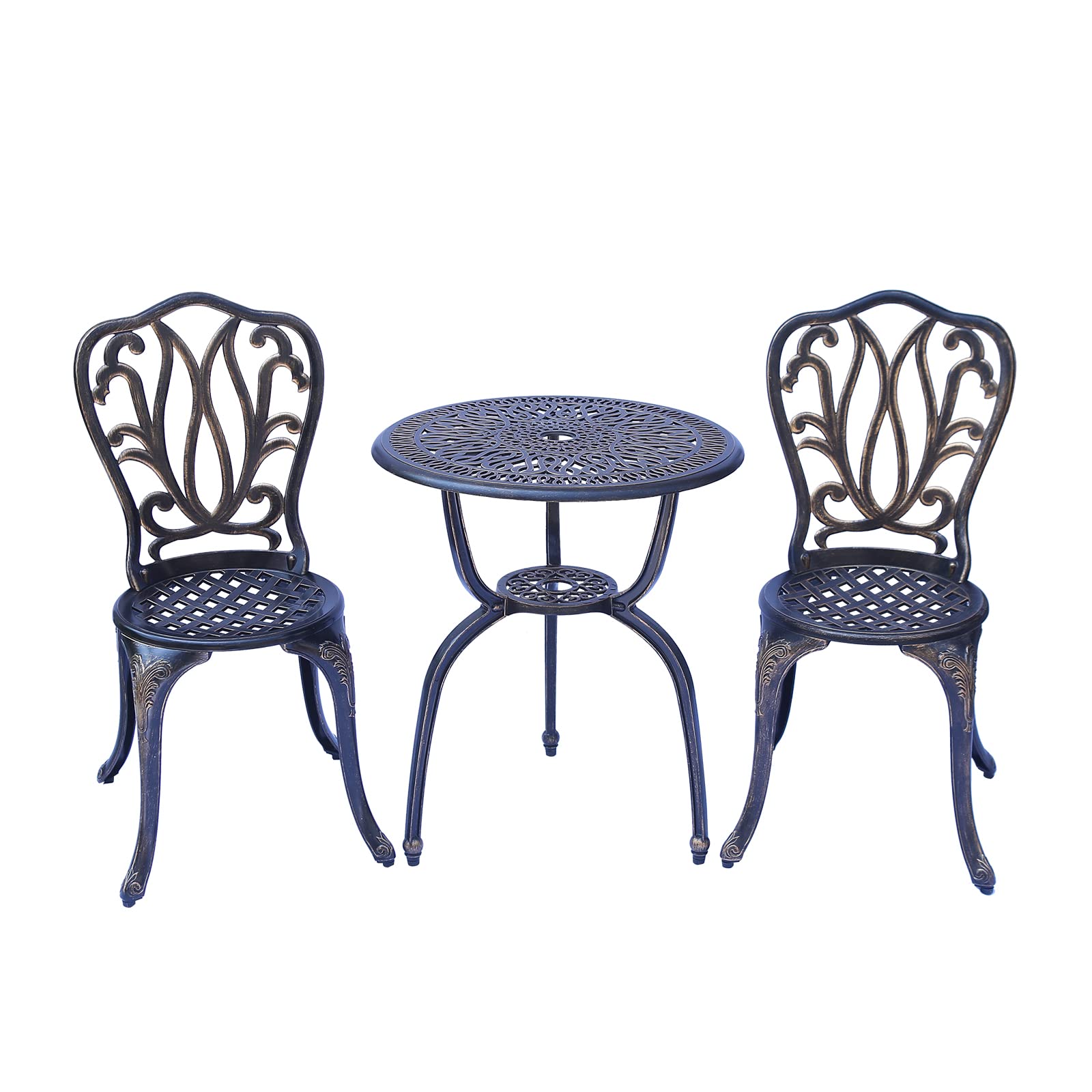 3-Piece Outdoor Bistro Set - Rust-Resistant Cast Aluminum Patio Table & Chairs for Garden, Porch, Park - Antique Copper Finish - Perfect for Backyard Dining, Coffee Breaks & Outdoor Relaxation