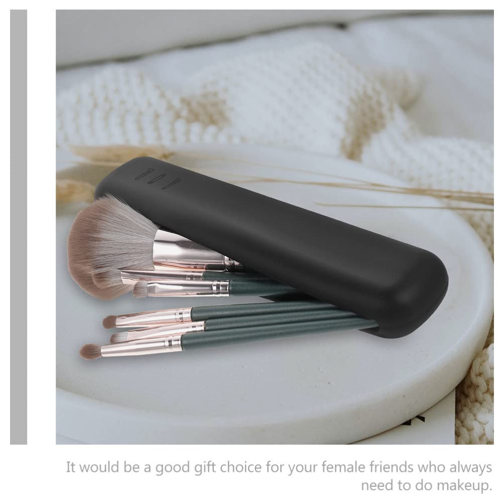 EXCLUZO Travel Makeup Brush Holder & Beauty Egg Case - Portable Silicone Powder Puff Container & Makeup Blender Organizer for Women (Black) | Perfect for Travel, Home Vanity & On-the-Go Touch Ups