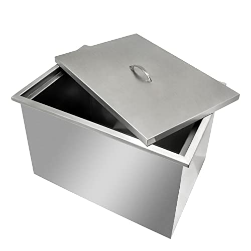 Premium SUS 304 Stainless Steel Drop-in Ice Chest Cooler - 21L x 14W x 12H with Built-in Ice Bin & Removable Cover | Includes Drain Pipe & Plug | Perfect for Chilling Wine, Beer & Beverages at Parties, BBQs & Outdoor Events