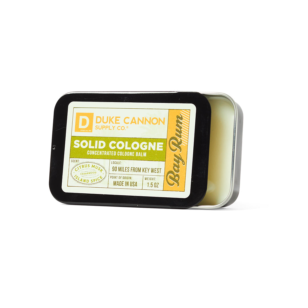Duke Cannon Bay Rum Solid Cologne for Men - Long Lasting Natural Scent, Travel Friendly, Handcrafted in USA - Perfect for Daily Wear, Gifts & Outdoor Adventures