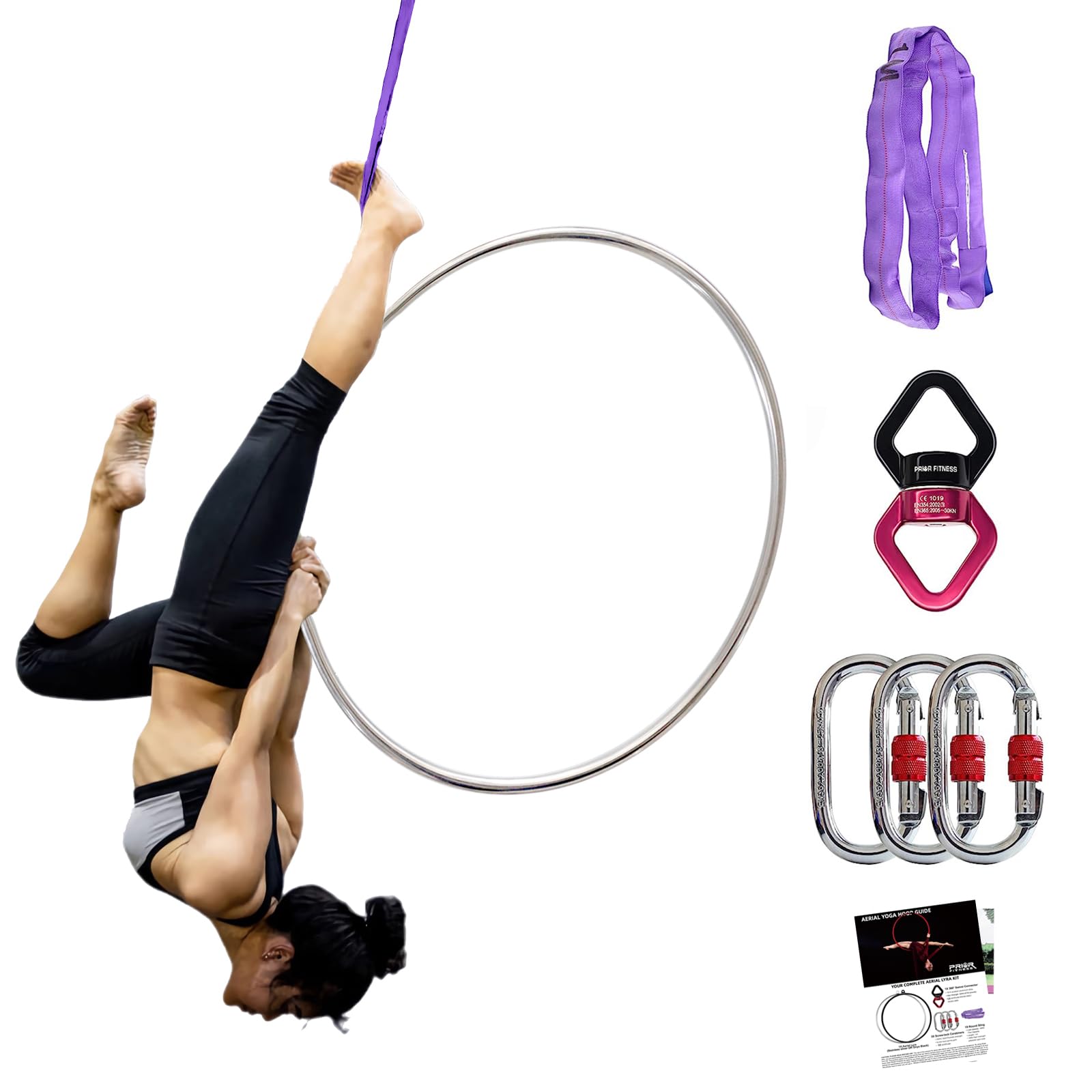 PRIOR FITNESS Professional Aerial Lyra Hoop Set - 25mm & 32mm Stainless Steel Single Point Suspension Ring for Adult Fitness Training | Perfect for Home Gym, Circus Performance & Aerial Yoga Practice