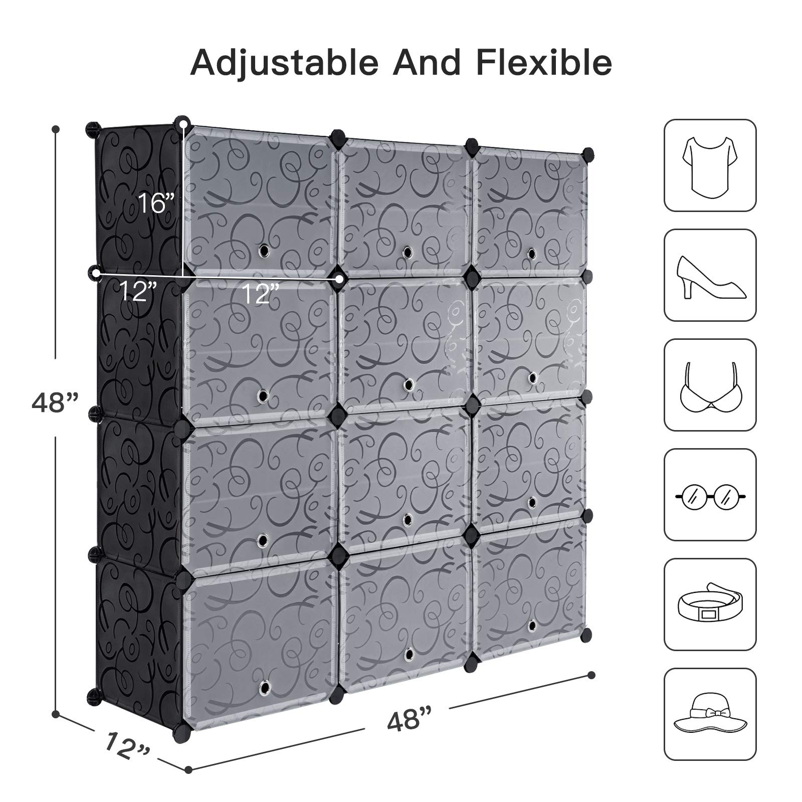 48-Pair Expandable Shoe Rack Organizer Tower - Space Saving Plastic Shoe Storage Cabinet for Entryway, Closet & Bedroom - Perfect for Heels, Boots, Slippers & Sneakers Organization