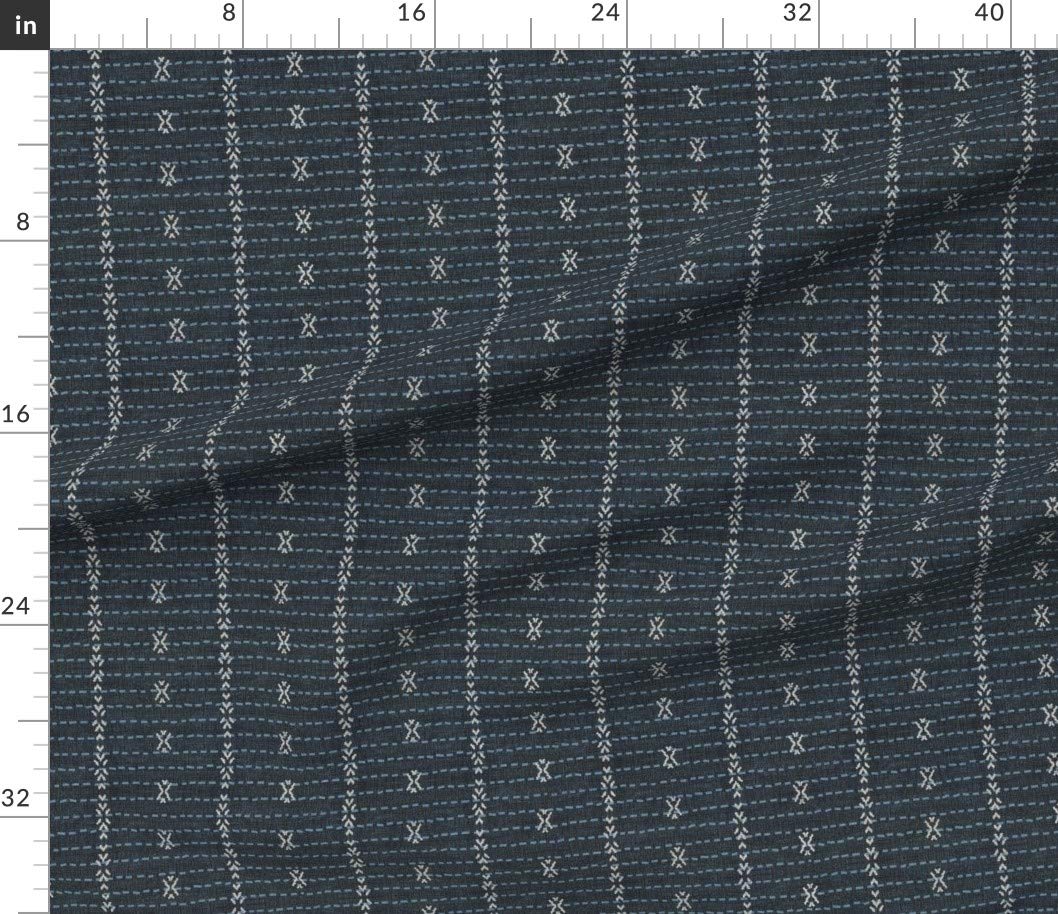 French Boho Stripe Dark Printed Petal Signature Cotton Fabric by The Yard - Premium Spoonflower Fabric for Sewing, Quilting, Apparel, Crafts & Home Decor | Perfect for Bohemian Clothing, DIY Projects & Unique Home Accents