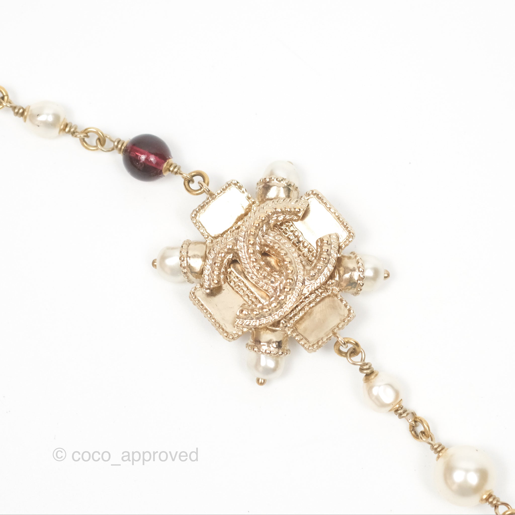 Chanel CC Pearl Gemstone Long Necklace in Gold Tone - 17A Collection | Elegant Jewelry for Women, Perfect for Parties, Weddings & Special Occasions
