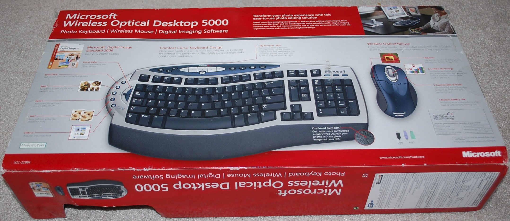 Microsoft Wireless Optical Desktop 5000 - Ergonomic Keyboard and Mouse Combo for PC, Laptop | Comfort Typing for Office, Home & Gaming Use