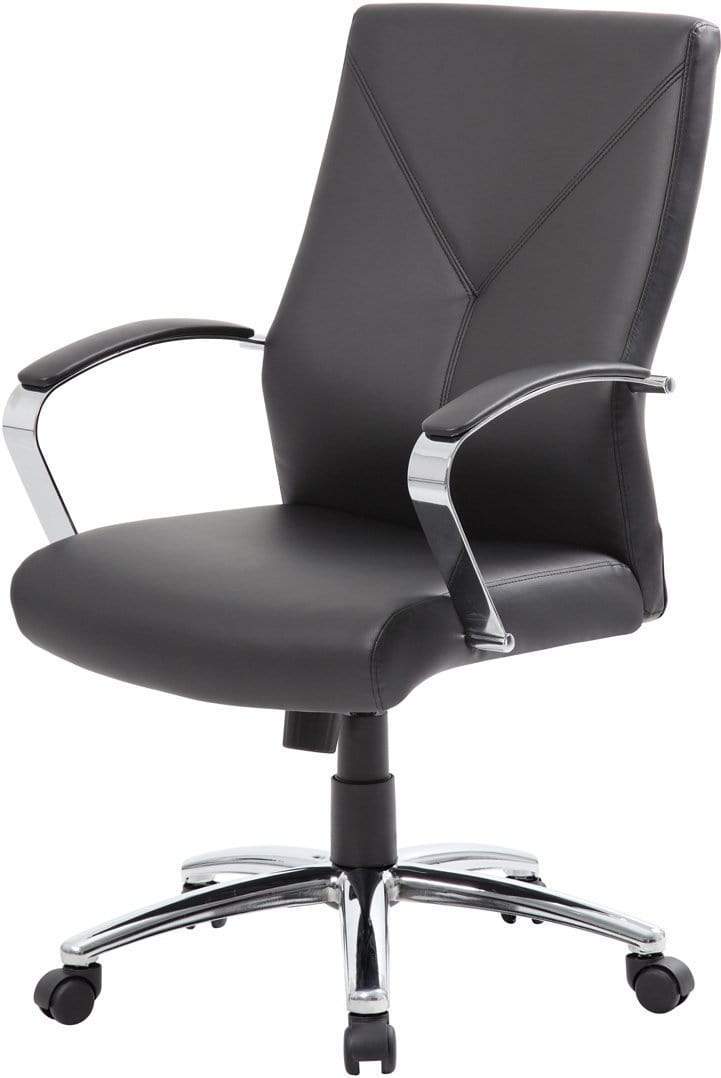Premium Boss LeatherPlus Executive Office Chair [B10101 BK] - Ergonomic High Back Desk Chair for Home & Business Workspaces