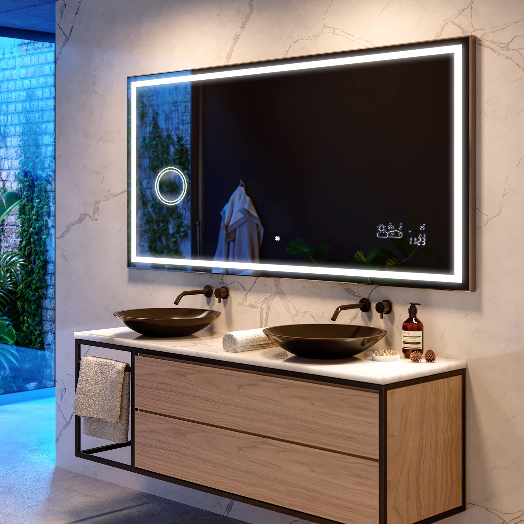 ARTFORMA 78 x 35 Inch LED Bathroom Mirror with Lights - Anti-Fog, Adjustable Illuminated Vanity Mirror - Wall Mounted, Fully Customizable L49 - Perfect for Modern Bathrooms, Spa, and Makeup Areas