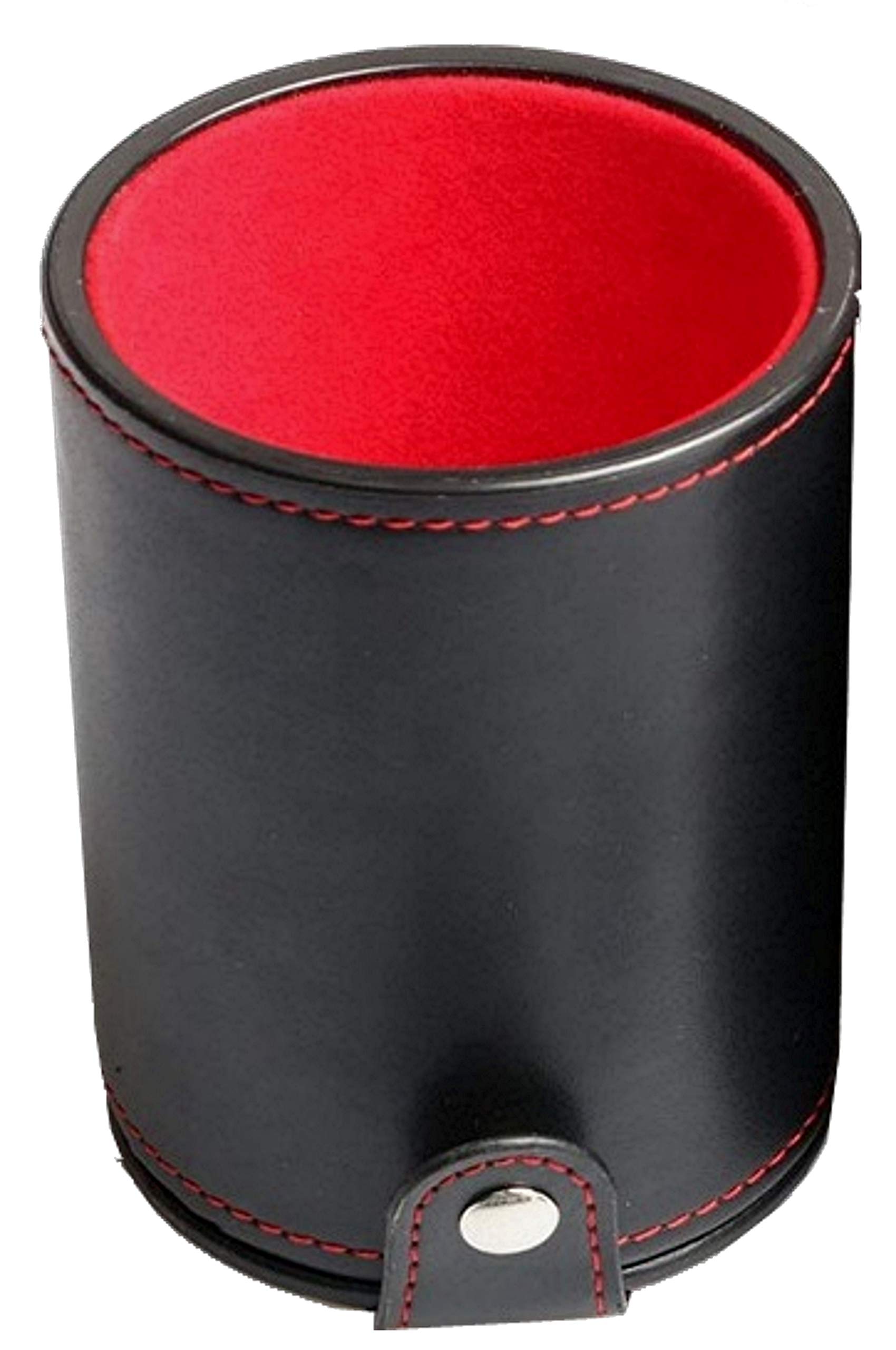 Black PU Leather Dice Cup Set with 5 Poker Dice - Gift Boxed for Poker & Board Games