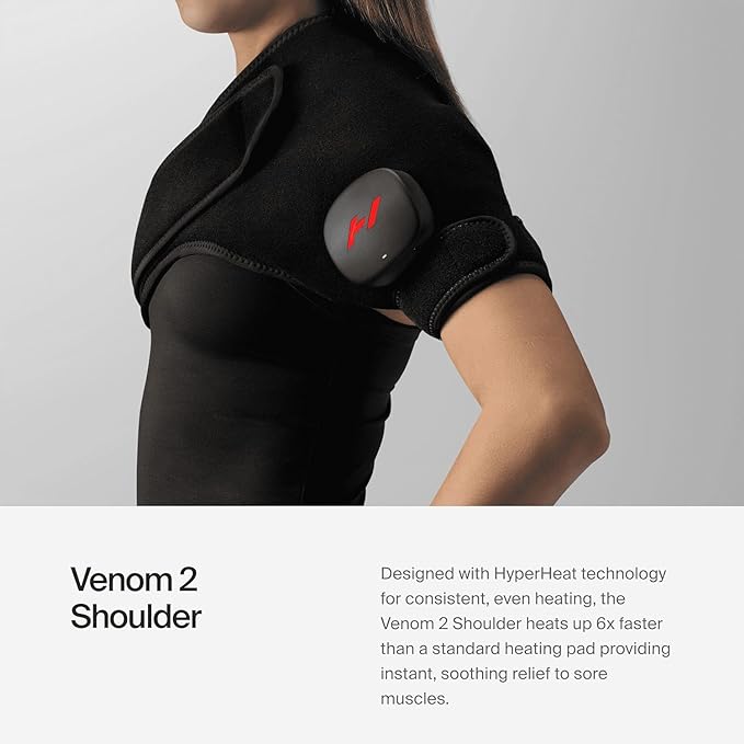 Hyperice Venom 2 Shoulder Massage Therapy Wrap - One Size Fits Most, Neoprene & Silicone Pain Relief for Neck, Back & Shoulders - Perfect for Athletes, Office Workers & Post-Workout Recovery