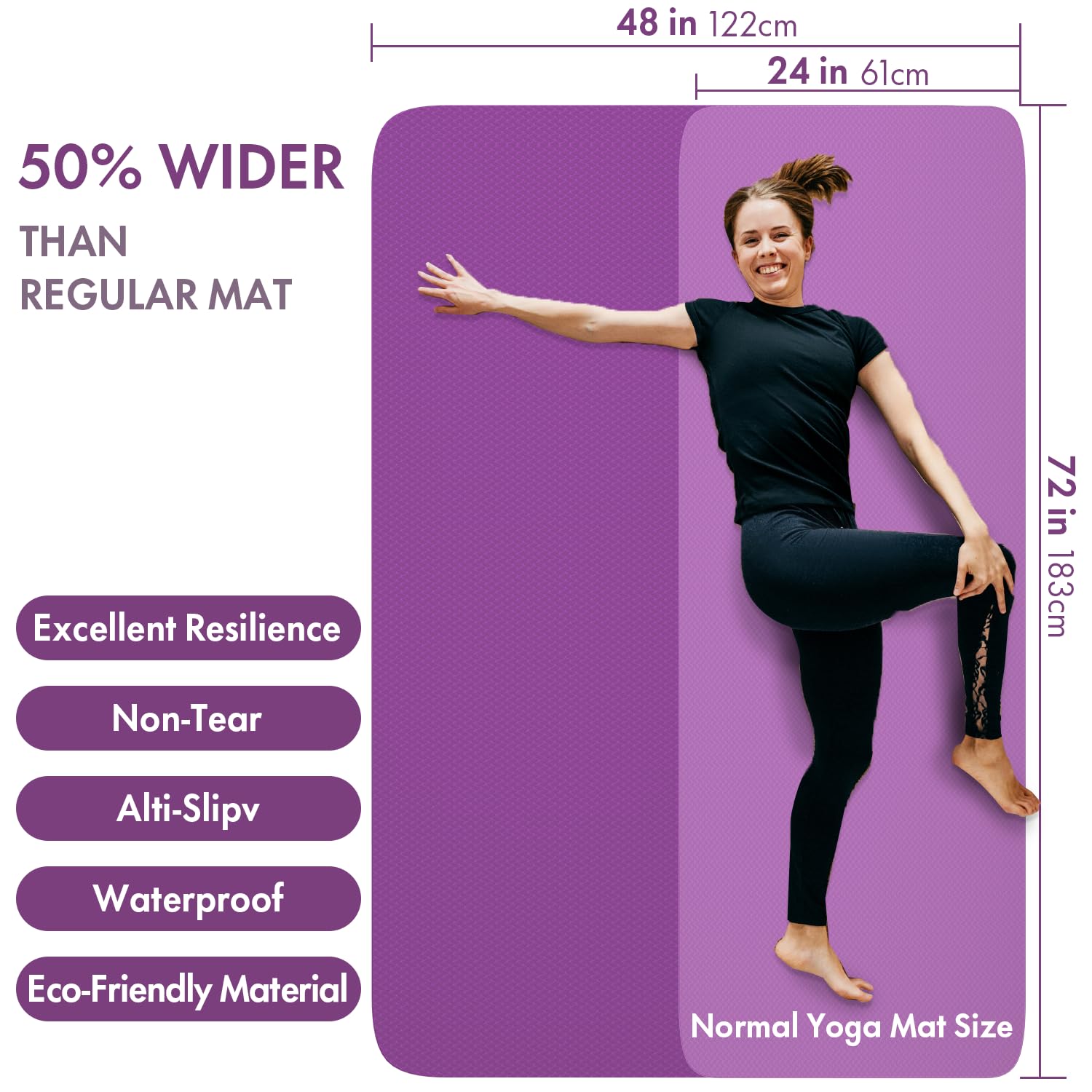 **FrenzyBird Extra Large Yoga Mat 6'x4' (72
