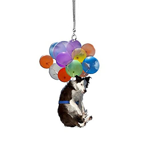 Abimy Flying Cat/Dog Balloon Resin Hanging Ornament - Car Rearview Mirror Decor, Birthday Gift for Pet Lovers - Perfect for Car Interior Styling & Home Decoration