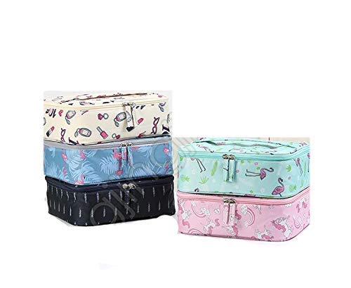 Waterproof Travel Toiletry Bag for Women - Cosmetic Makeup Organizer with Multiple Pockets | Perfect for Vacation, Gym & Daily Use (Green Flamingo Design)