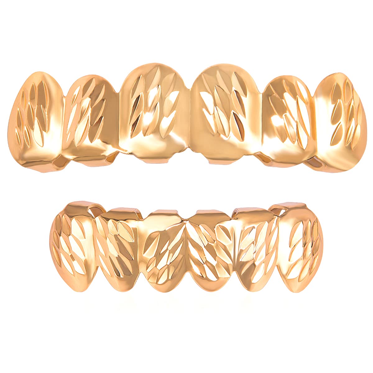 18K Gold Plated Hip Hop Grillz for Men & Women - Customizable 6 Top & 6 Bottom Teeth Set in Gold/Silver - Perfect for Rap Performances, Music Videos & Street Style Fashion