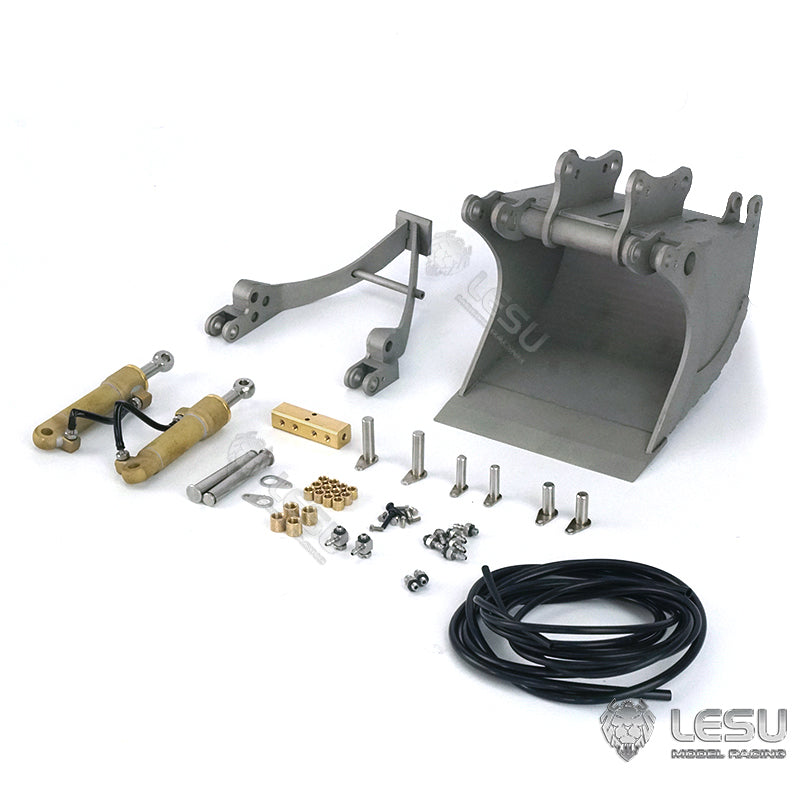 1/14 Scale Metal Rake Bucket with Three-Section Arm Grab Fork for LESU AC360 PC360 ET30H ET26L RC Hydraulic Excavator Model - Perfect for Construction Site Dioramas, RC Excavator Upgrades & Heavy Equipment Collectors