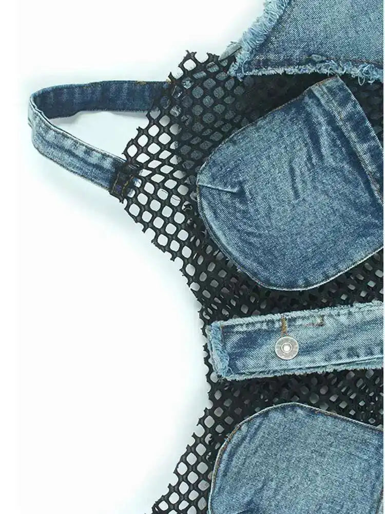 Women's Big Size Denim Vest & Wide Leg Pants Two-Piece Set - V-Neck Sleeveless Outfit for Spring/Fall 2025 | Casual Streetwear, Plus Size Fashion Trend | Perfect for Daily Wear, Office Outfits & Weekend Looks