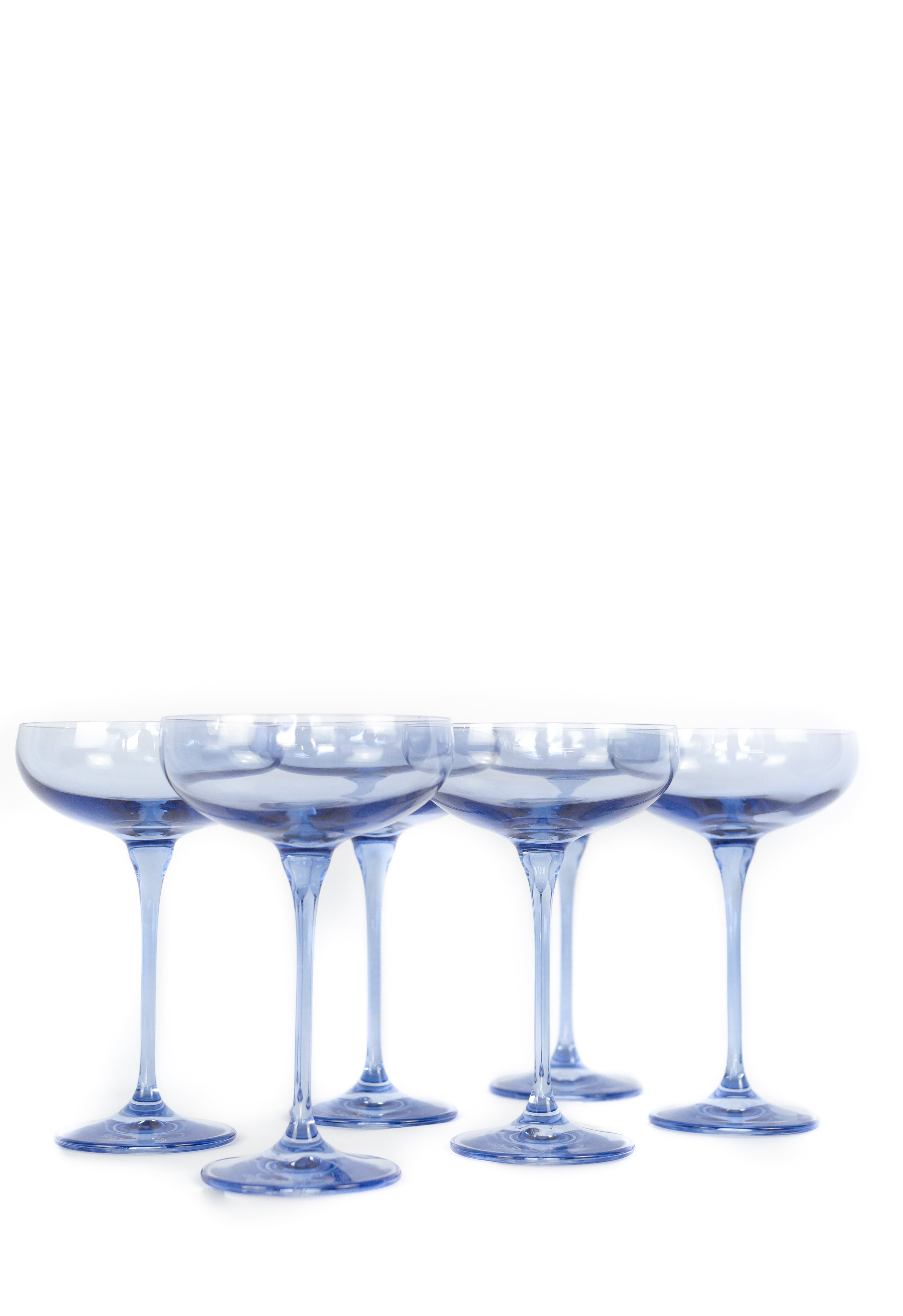 Estelle Colored Champagne Coupe Glasses Set of 6 - Elegant Cobalt Blue Stemware for Wedding, Party & Special Occasions