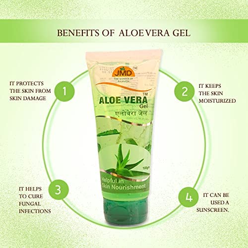 Jmd Medico Aloe Vera Face Gel - 100g | Hydrating & Soothing Skin Care for Dry & Sensitive Skin | Perfect for Daily Moisturizing & Sunburn Relief
