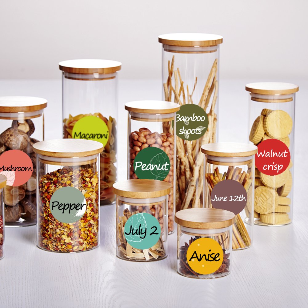 150pcs Waterproof Removable Round Sticker Labels for Bottles & Jars - 2 Sizes with Markers for Kitchen Storage, Food Containers, Canning Lids & Home Organization - Perfect for Pantry, Spice Jars, Freezer Bins & DIY Crafts