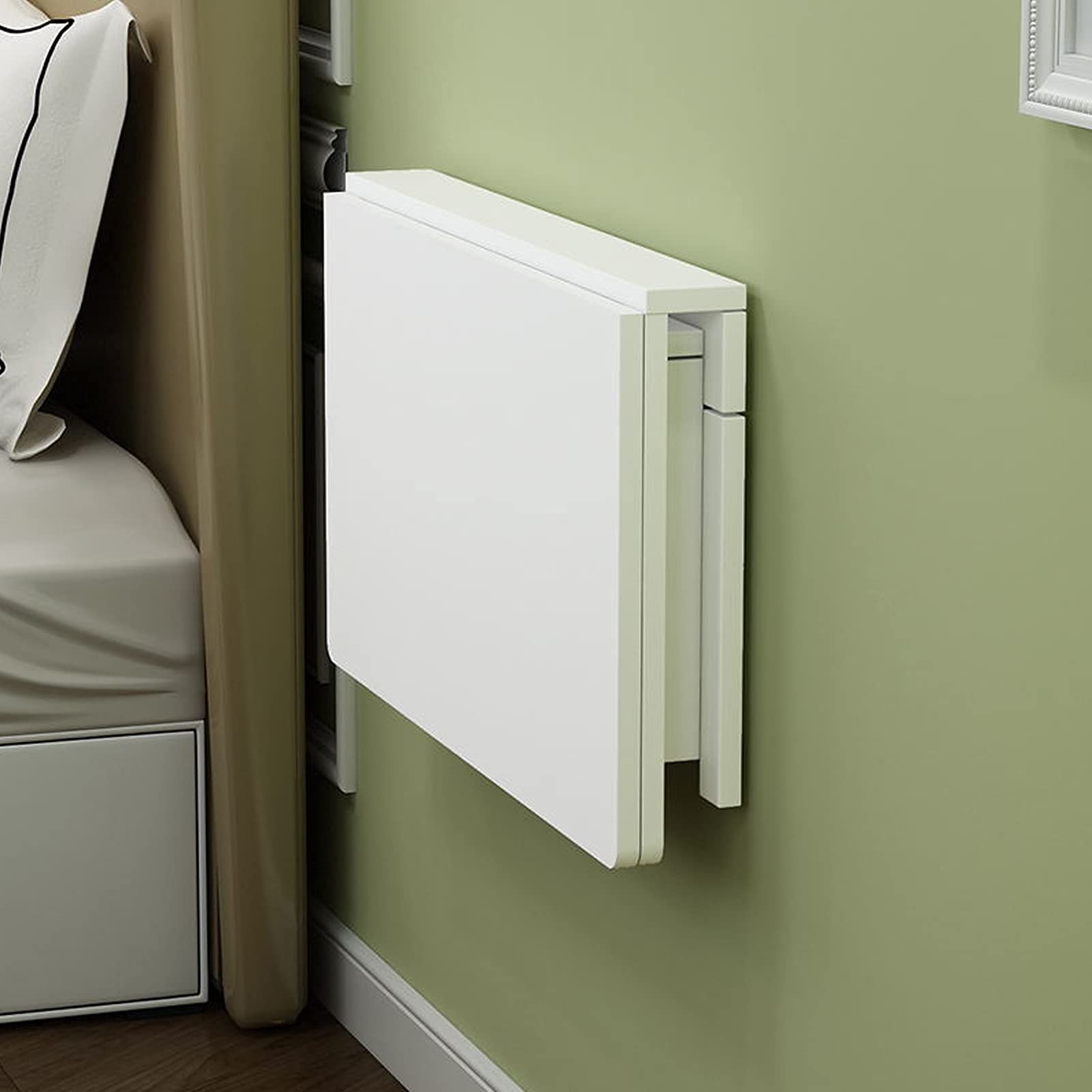 GTYT Wall Mounted Folding Table - Compact Kitchen Breakfast Bar, Small Space Corner Computer Desk, Home Office Workstation & Dining Table - White | Perfect for Apartments, Dorms & Tiny Homes
