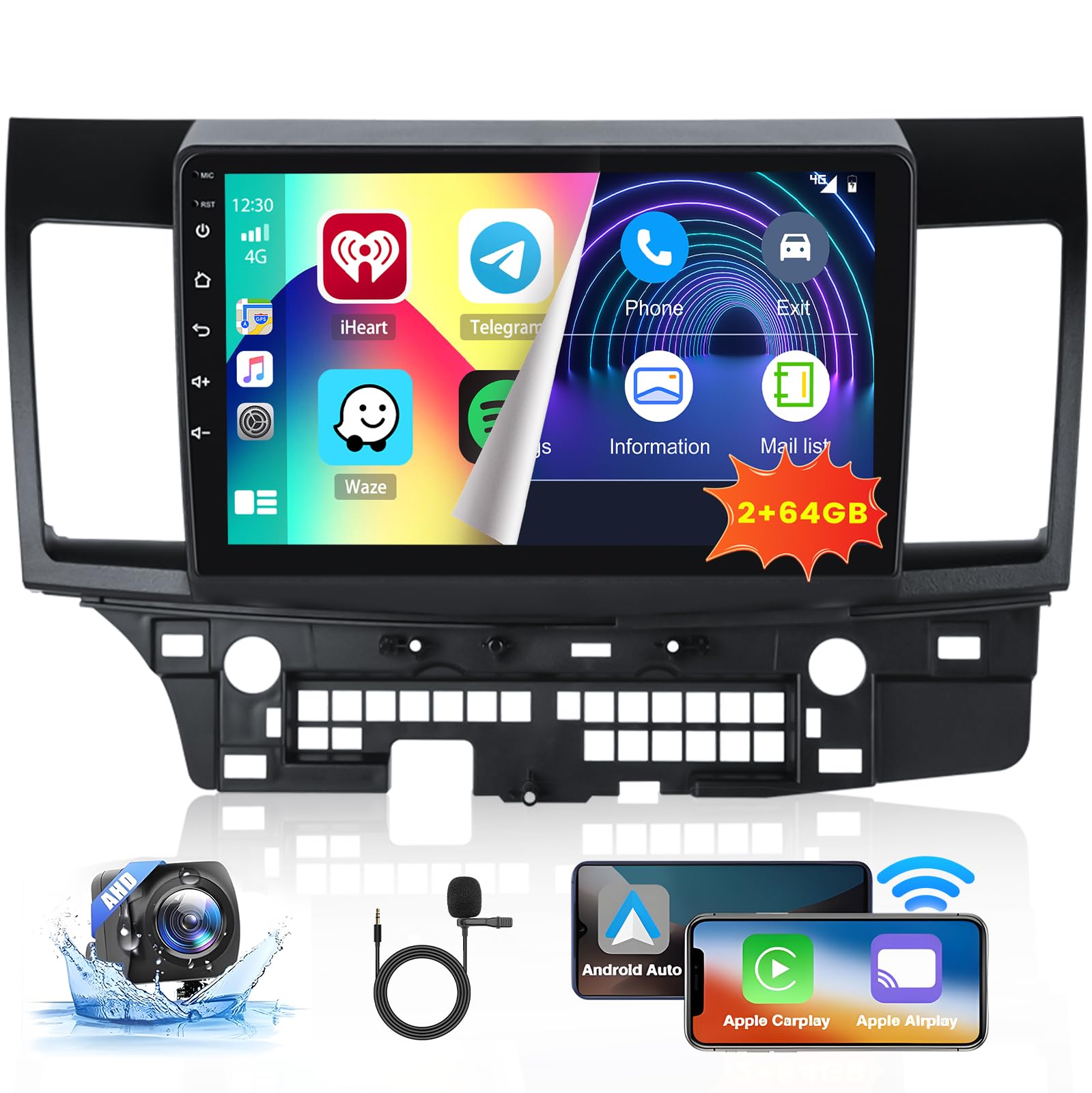 2+64GB Hikity Android 13 Car Stereo for Mitsubishi Lancer 2008-2017 - 10.1