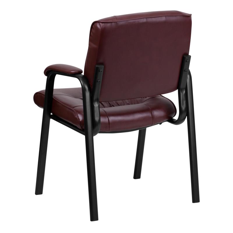 Premium FLASH Haeger Leather Executive Office Chair - Black Metal Frame Reception Seating for Professional Workspaces & Conference Rooms