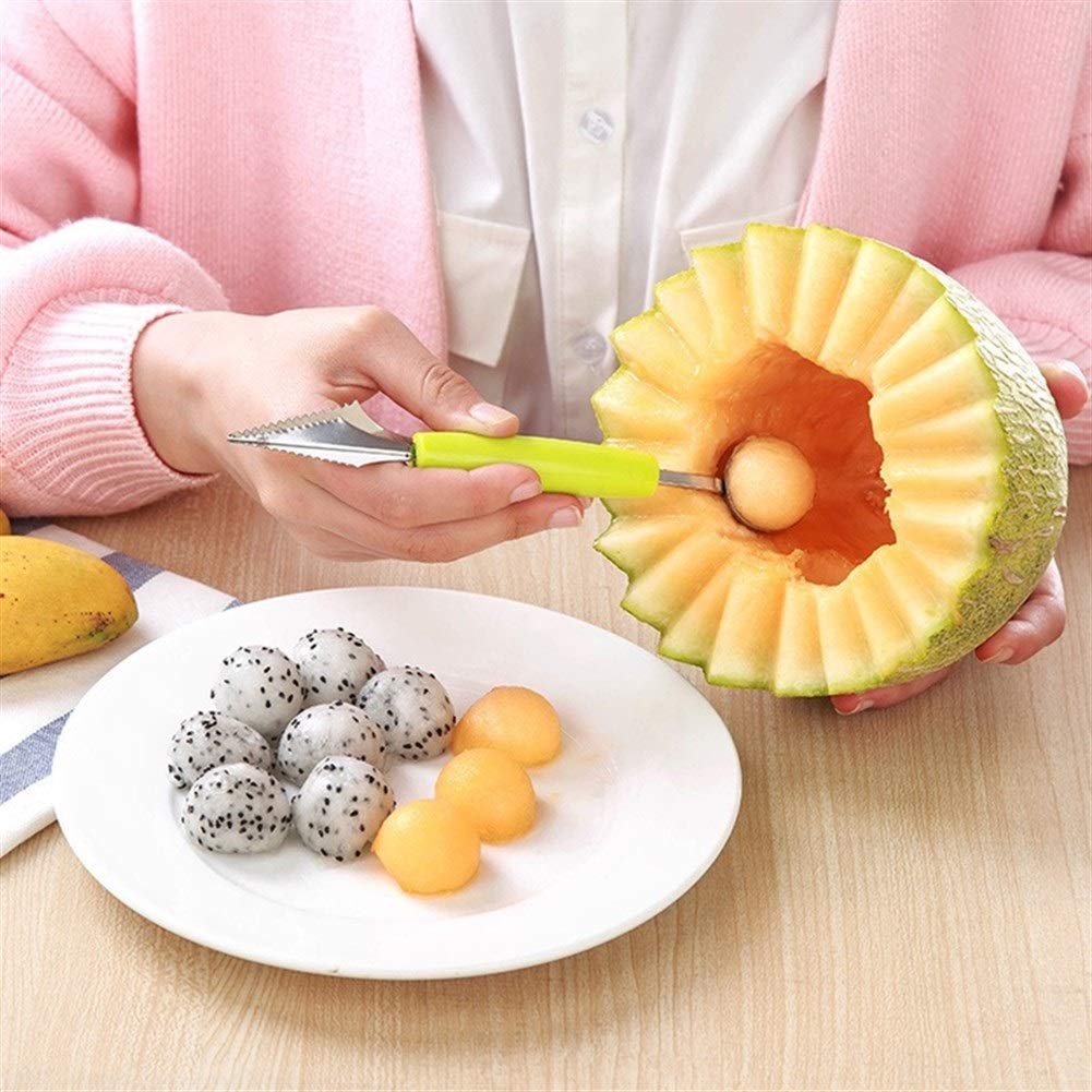 **DANDAN Watermelon Slicer & Fruit Platter Set - Carving Knife, Melon Spoon & Ice Cream Scoop - Kitchen Gadgets for Easy Fruit Cutting - Perfect for BBQs, Parties & Summer Snacks (Orange)**