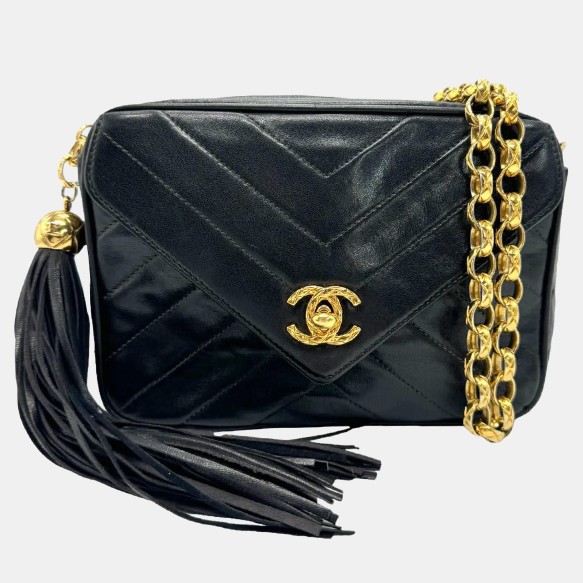 1992 V Stitch Bijou Black Shoulder Bag for Women - Vintage Crossbody Purse for Daily Use, Travel & Casual Outings