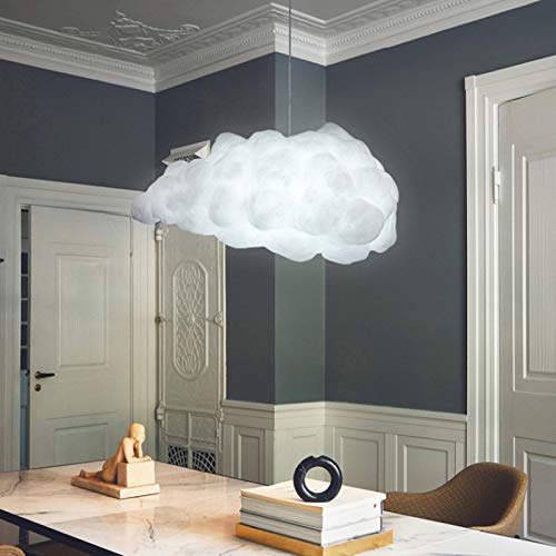 LITFAD Cotton Cloud Pendant Light - Modern Art Deco 1-Bulb White LED Hanging Ceiling Lamp for Dining Table, Bedroom & Living Room | Elegant Lighting for Hotels, Restaurants and Home Decor